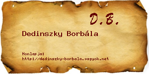 Dedinszky Borbála névjegykártya
